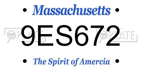 9ES672 Massachusetts License Plate