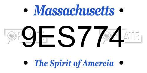 9ES774 Massachusetts License Plate