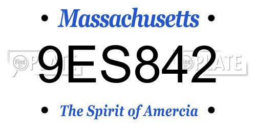 9ES842 Massachusetts License Plate