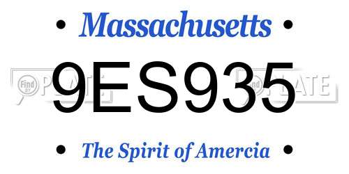 9ES935 Massachusetts License Plate