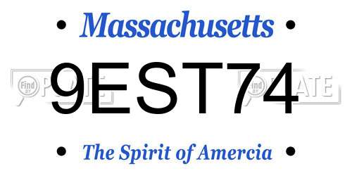 9EST74 Massachusetts License Plate