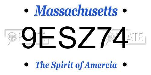 9ESZ74 Massachusetts License Plate