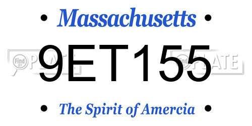 9ET155 Massachusetts License Plate