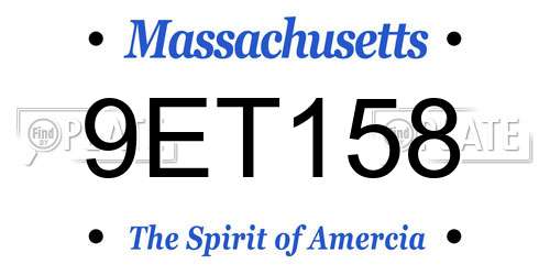 9ET158 Massachusetts License Plate