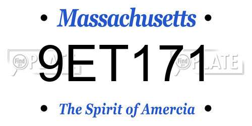 9ET171 Massachusetts License Plate