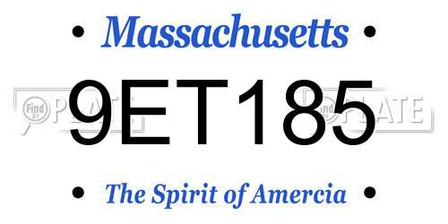 9ET185 Massachusetts License Plate