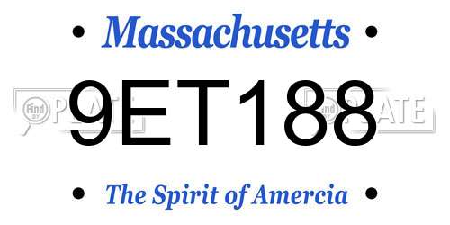 9ET188 Massachusetts License Plate