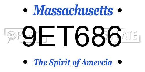 9ET686 Massachusetts License Plate