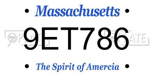 9ET786 Massachusetts License Plate
