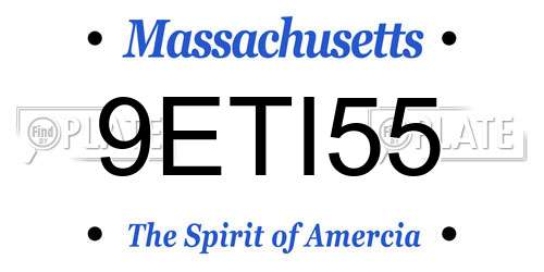 9ETI55 Massachusetts License Plate