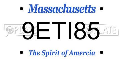 9ETI85 Massachusetts License Plate