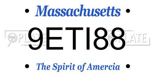 9ETI88 Massachusetts License Plate