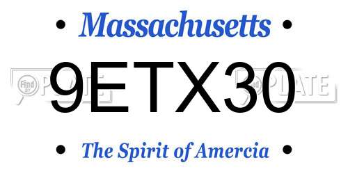 9ETX30 Massachusetts License Plate