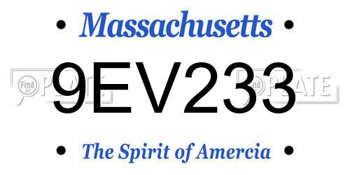 9EV233 Massachusetts License Plate