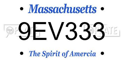 9EV333 Massachusetts License Plate