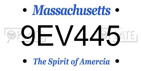 9EV445 Massachusetts License Plate