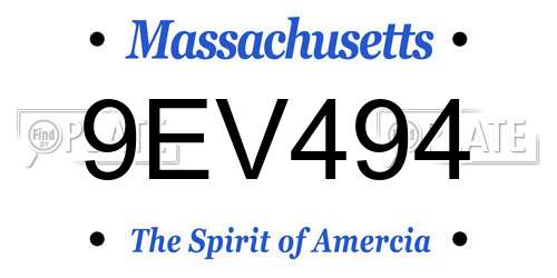 9EV494 Massachusetts License Plate