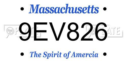 9EV826 Massachusetts License Plate
