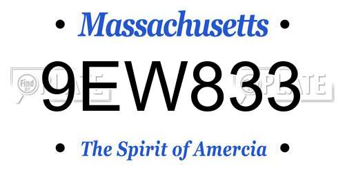 9EW833 Massachusetts License Plate