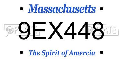 9EX448 Massachusetts License Plate
