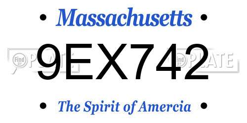 9EX742 Massachusetts License Plate