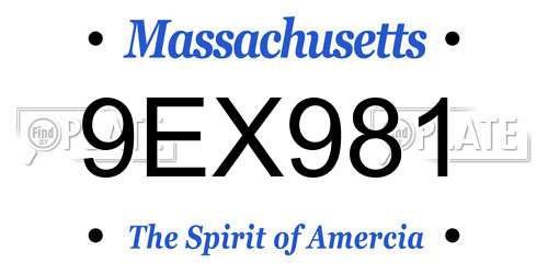 9EX981 Massachusetts License Plate