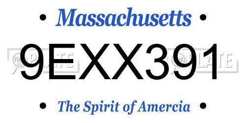 9EXX391 Massachusetts License Plate