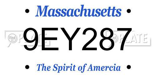 9EY287 Massachusetts License Plate