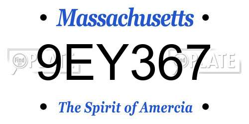 9EY367 Massachusetts License Plate