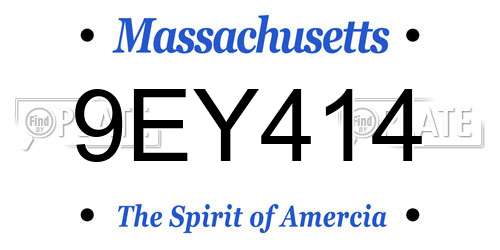 9EY414 Massachusetts License Plate
