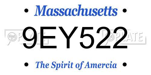 9EY522 Massachusetts License Plate