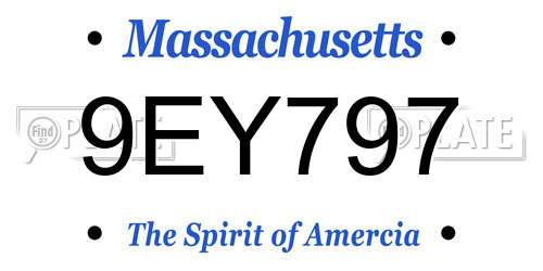 9EY797 Massachusetts License Plate