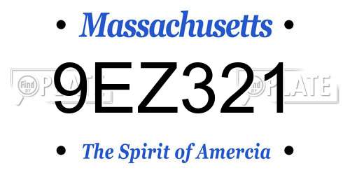 9EZ321 Massachusetts License Plate