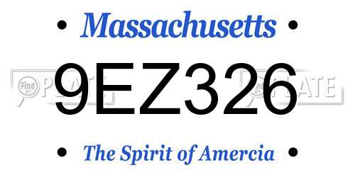 9EZ326 Massachusetts License Plate