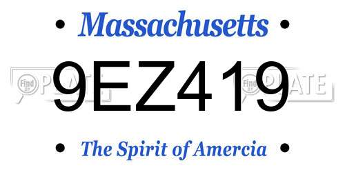 9EZ419 Massachusetts License Plate