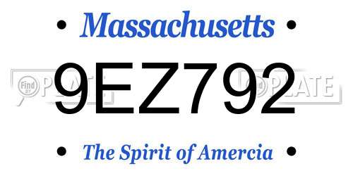 9EZ792 Massachusetts License Plate