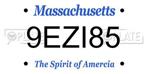 9EZI85 Massachusetts License Plate