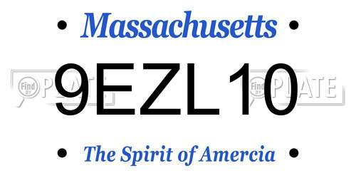 9EZL10 Massachusetts License Plate