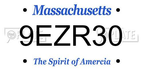 9EZR30 Massachusetts License Plate