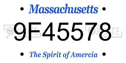 9F45578 Massachusetts License Plate