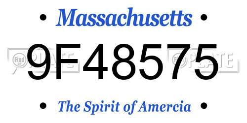 9F48575 Massachusetts License Plate