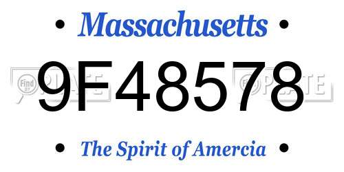 9F48578 Massachusetts License Plate