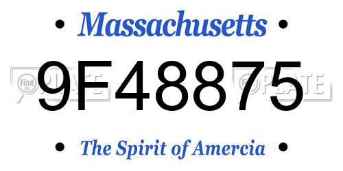 9F48875 Massachusetts License Plate