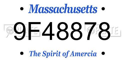 9F48878 Massachusetts License Plate