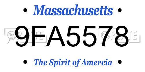 9FA5578 Massachusetts License Plate