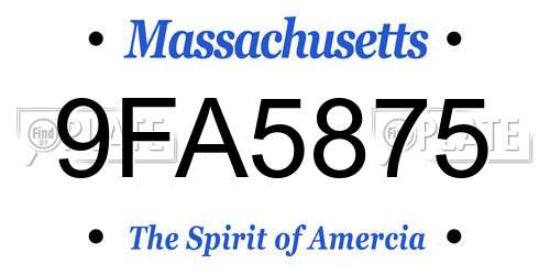 9FA5875 Massachusetts License Plate