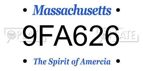 9FA626 Massachusetts License Plate