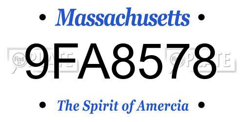 9FA8578 Massachusetts License Plate