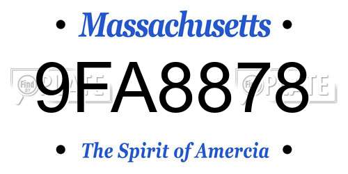 9FA8878 Massachusetts License Plate