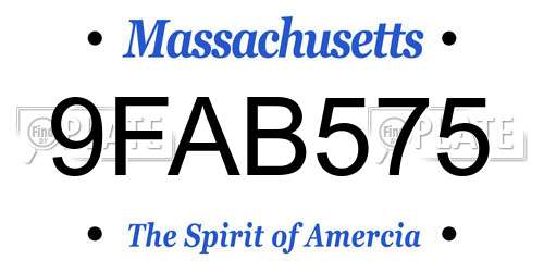 9FAB575 Massachusetts License Plate